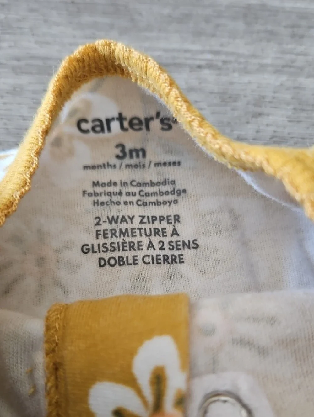 Carter's‎ Floral & Animal Print Footed One-Piece Set - Mustard, Pink & White- 3M